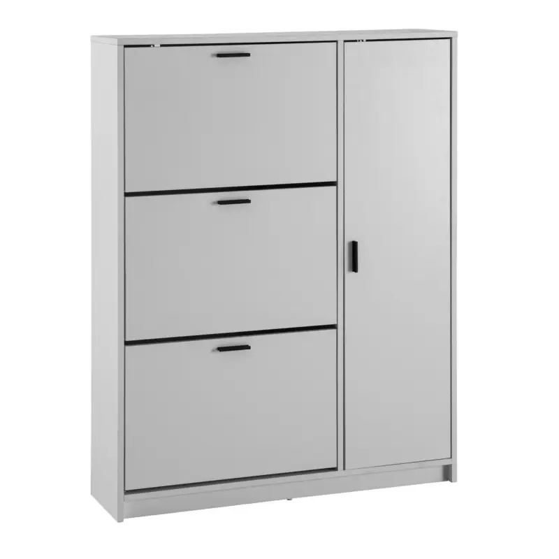 Direct Beschikbaar Nancy's Pegarinhos Schoenenkast - Opbergkast voor schoenen - Schoenenrek - Wit / Zwart - ± 90 x 25 x 120 cm