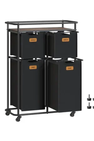 Beste Prijs Nancy's Nave Wasmand - Wassorteerder - Wasbox - Zwart / Bruin - 150 Liter