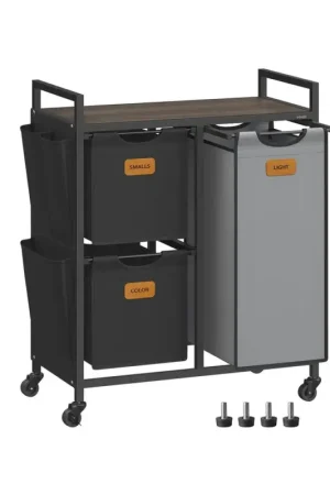 Nancy's Sabugal Wasmand - Wassorteerder - Wasbox - Zwart / Grijs / Bruin - 100 Liter Veilige Betaling