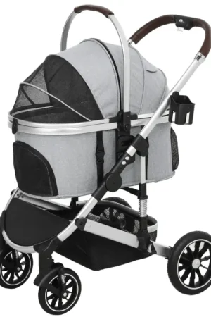 Goedkoop Nancy's Collazzone Reiswagen voor Huisdieren - Kattenbuggy - Hondenbuggy - Lichtgrijs / Zilver