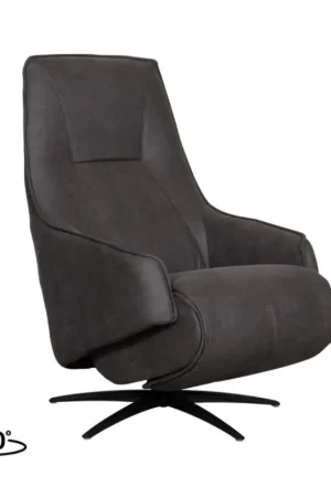 Must-Have Label51 Elektrische Fauteuil Odense - Antraciet Micro Suede | Zwart Metaal - 68x87x110 cm