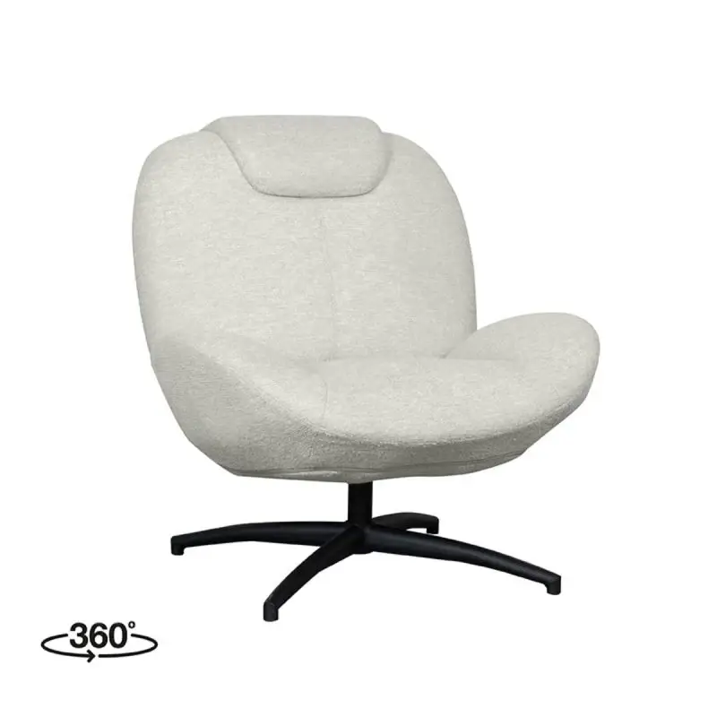 Op = Op LABEL51 Draaifauteuil Clayton - Naturel Canyon | Zwart Metaal - 82x89x91 cm