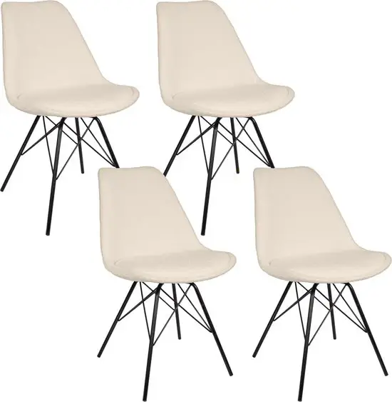 Veilige Betaling Casamoda Eetkamerstoelen - Set van 4 - Keukenstoelen - Beige - Teddy