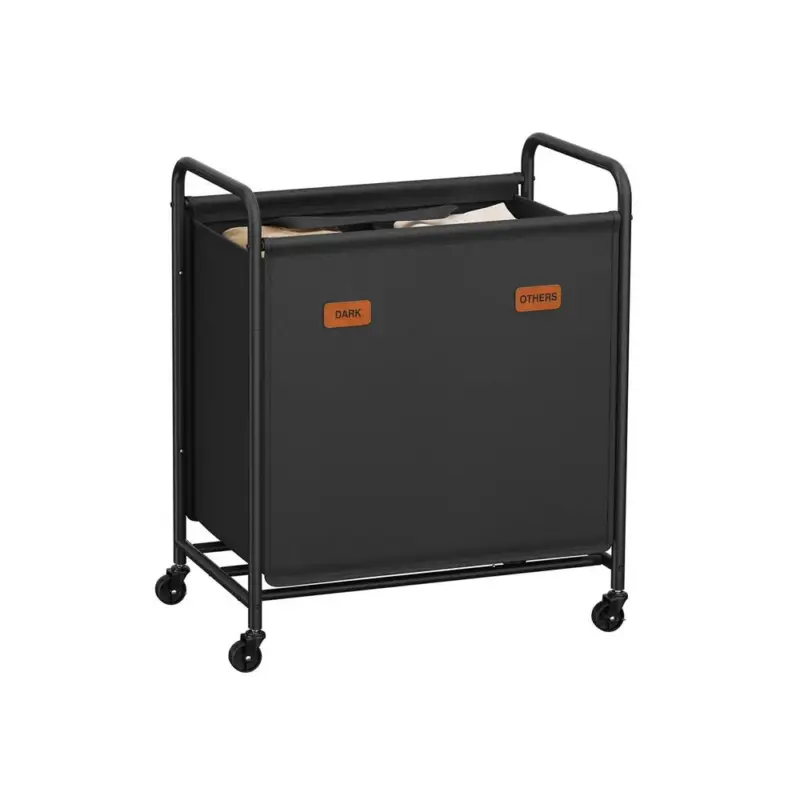 Voordeelprijs Nancy's Gragnano Wasmand - Wasbox - Wassorteerder - 2 Vakken - Zwart - 140 Liter