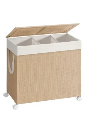 Actieprijs Nancy's Grezzana Wasmand - Wasbox - Wassorteerder - 3 Vakken - Beige - 140 Liter