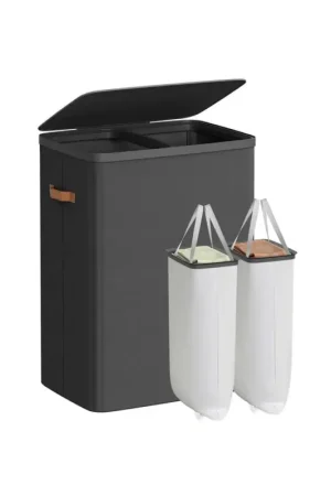 Koop Vandaag Nancy's Griante Wasmand - Wasbox - Wassorteerder - 2 Vakken - Zwart - 170 Liter