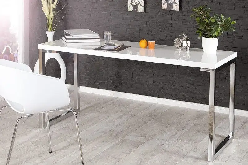 Bureau White Desk Wit Hoogglans 140cm - 21141 Express Levering