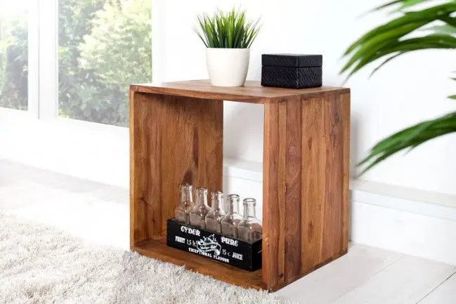 Bijzettafel Makassar 43cm Massief Sheesham Hout - 35862 Gratis Retour