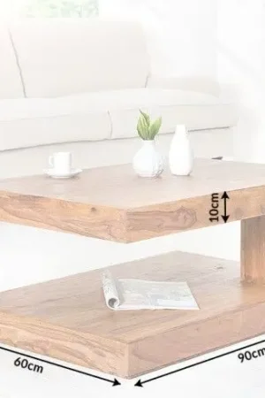 Betaalbaar Salontafel Giant L 90cm Massief Sheesham Hout - 37438