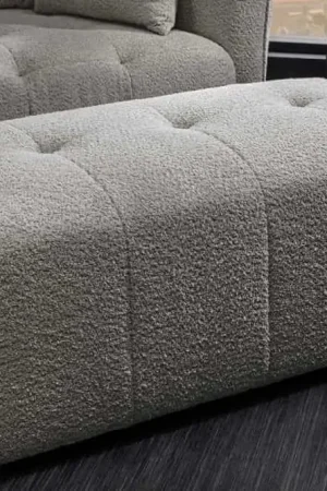 Modern Voetenbankje Royal 120cm Grijs Bouclé met Verende Zitting - 44543 Aanbieding