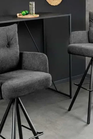 Fabrieksprijs Draaibare Design Barkruk Big George in Antraciet Fluweel met Pocketvering en Armleuningen - 44717