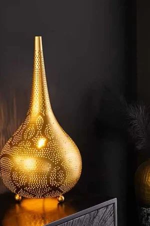 Direct Beschikbaar Handgemaakte Vloerlamp Orient Living 50cm Goudkleurig Metaal Druppelvormig - 44898