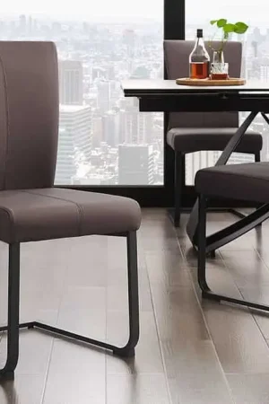 Moderne Sledestoel Samson Taupegrijs Echt Leer Metalen Frame Met Comfortabele Handgreep - 45173 Dagaanbieding