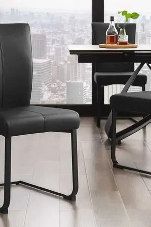 Moderne Sledestoel Samson Zwart Echt Leer Metalen Frame Met Comfortabele Handgreep - 45174 Tijdelijk Beschikbaar