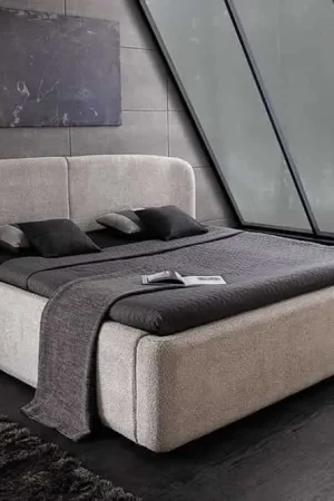 Modern Art Deco Boxbed van 180x200cm in Grijs Bouclé met Opbergruimte en Lattenbodem - 45332 Shop Nu