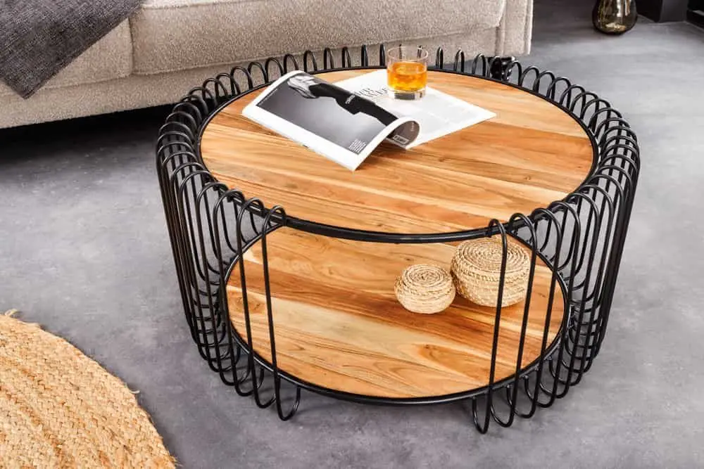 Hete Deal Industriële Salontafel True Elements 70cm Massief Acaciahout - 45736